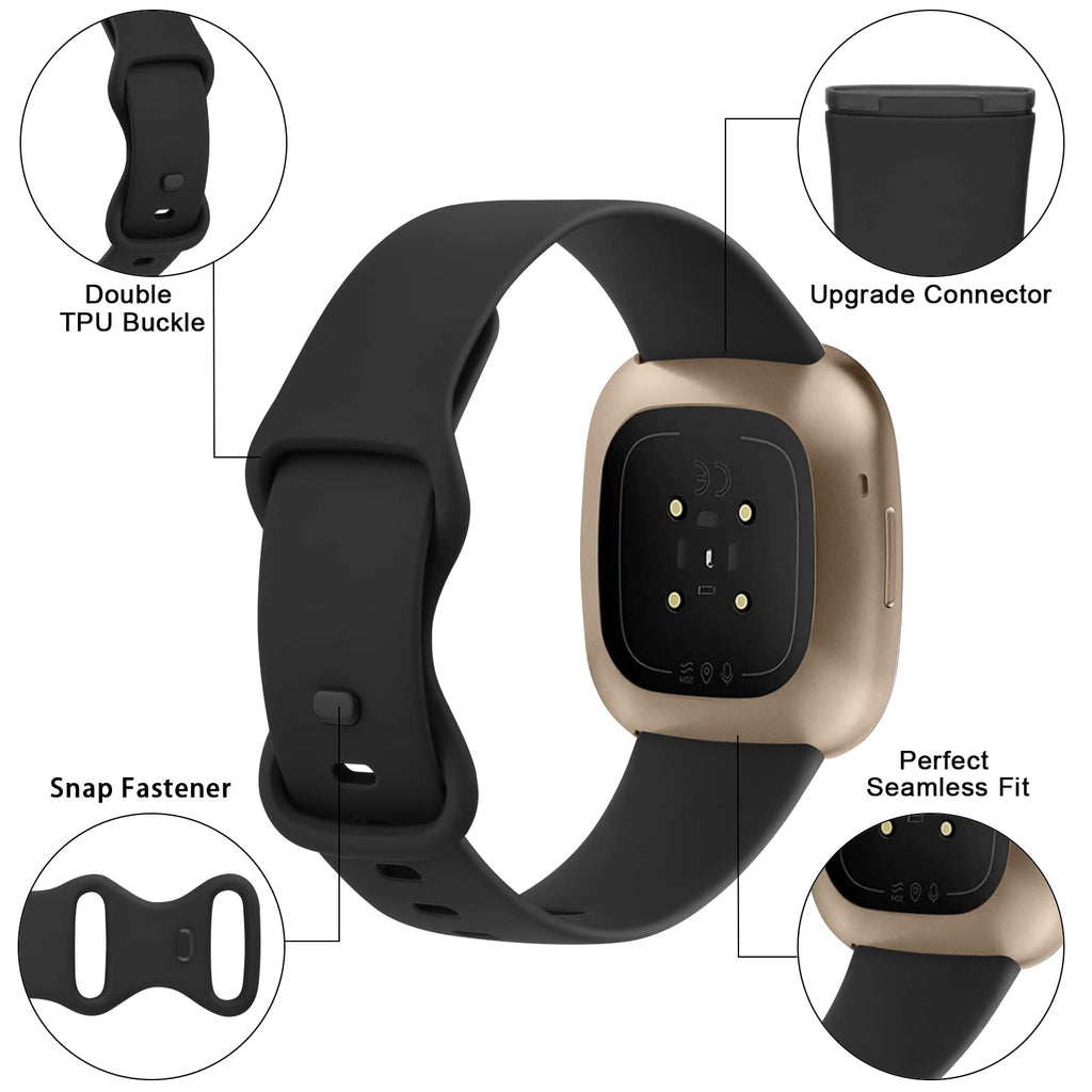 AK Straps for Fitbit Sense 2/Fitbit Sense/Fitbit Versa 4/Fitbit Versa 3 Straps for Women Men,Silicone Sport Classic Soft Replacement Straps Compatible with Fitbit Versa 3/Versa 4/Sense/Sense 2
