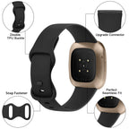 AK Straps for Fitbit Sense 2/Fitbit Sense/Fitbit Versa 4/Fitbit Versa 3 Straps for Women Men,Silicone Sport Classic Soft Replacement Straps Compatible with Fitbit Versa 3/Versa 4/Sense/Sense 2