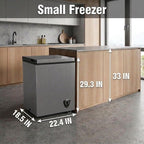 LifePlus Chest Freezer - 3.5 Cubic Feet Compact Deep Freezer Small Freezer 7 Adjustable Temperature with Removable Basket, Energy Saving Super Quiet for Garage, Office, Kitchen, or Apartment, Gray