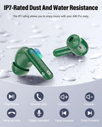 Wireless Earbuds, Bluetooth 5.4 Headphones Bass Stereo/Clear Calls, White