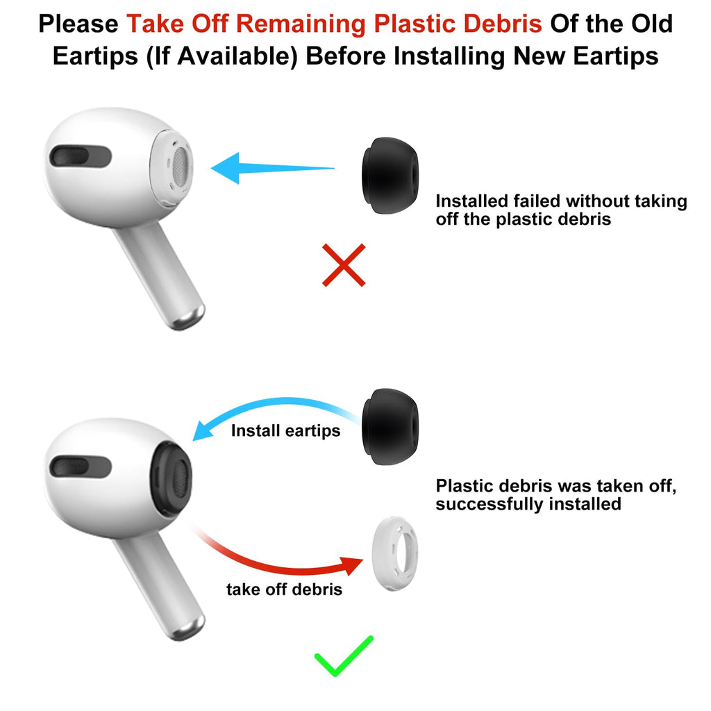 3 Pairs Replacement Ear Tips for AirPods Pro 2nd & 1st(Small, Black)