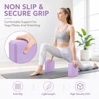 EXERZ Yoga Blocks 2pcs Gym Bricks -Comfortable Fitness Yoga Bricks, Anti-Slip, Lightweight and Travel Friendly Pilates Practice