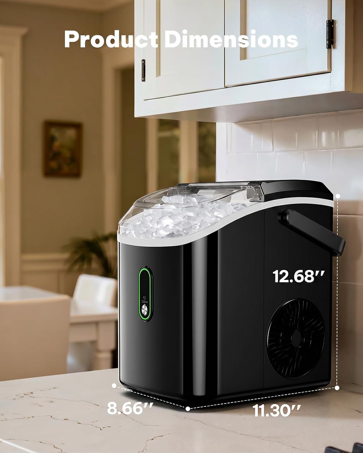 Silonn Ice Maker Countertop, 9 Cubes Ready in 6 Mins, 26lbs in 24Hrs, Self-Cleaning Ice Machine with Ice Scoop and Basket, 2 Sizes of Bullet Ice for Home Kitchen Office Bar Party