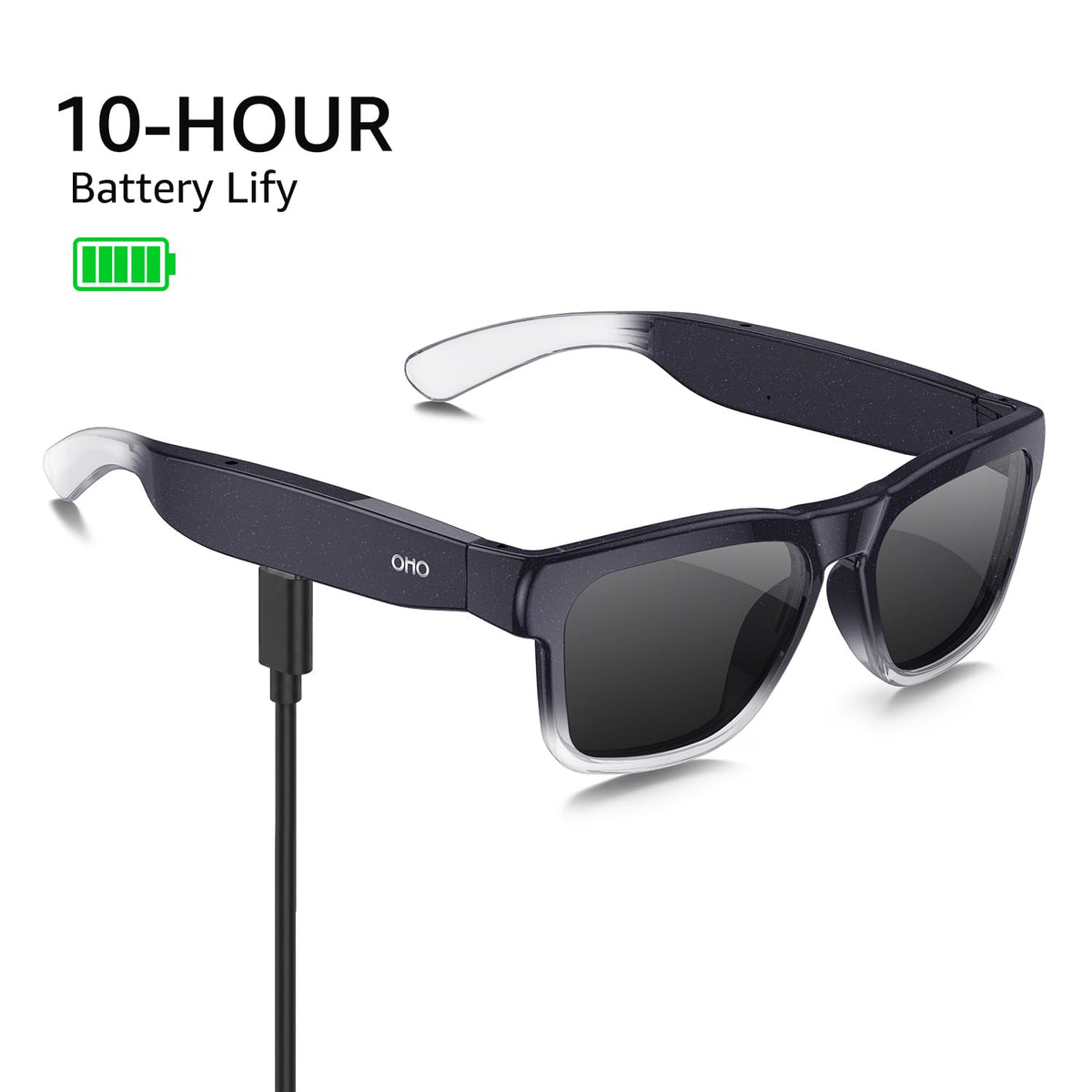 OhO Open Ear Smart Glasses, UV400 Z87.1 Lightweight Audio Bluetooth Glasses