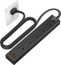 6FT Surge Protector Power Strip, 1700J, 5AC&1A2C, Flat Plug Extension Cord