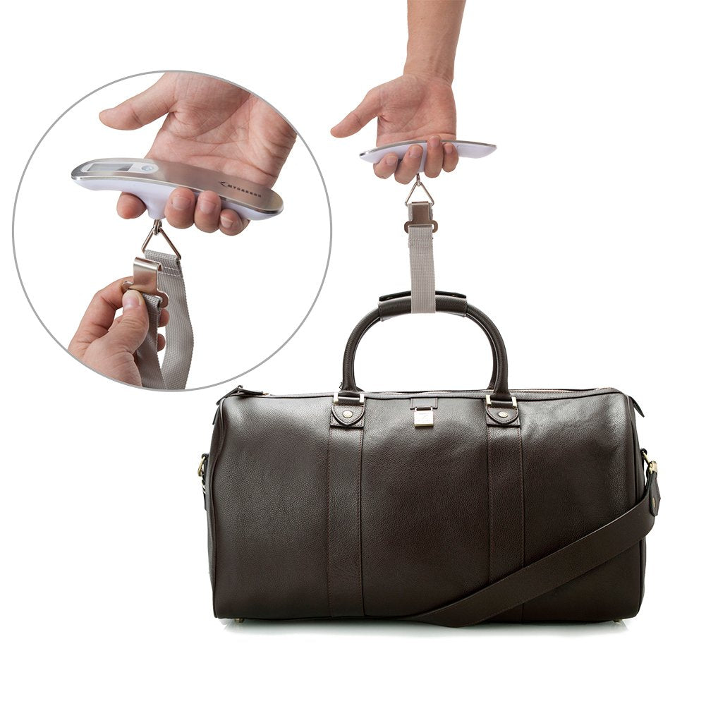 MYCARBON Luggage Scale Portable Digital Weight Scale for Travel Suitcase with Tare Function 110 Lb/ 50Kg Capacity (Silver)