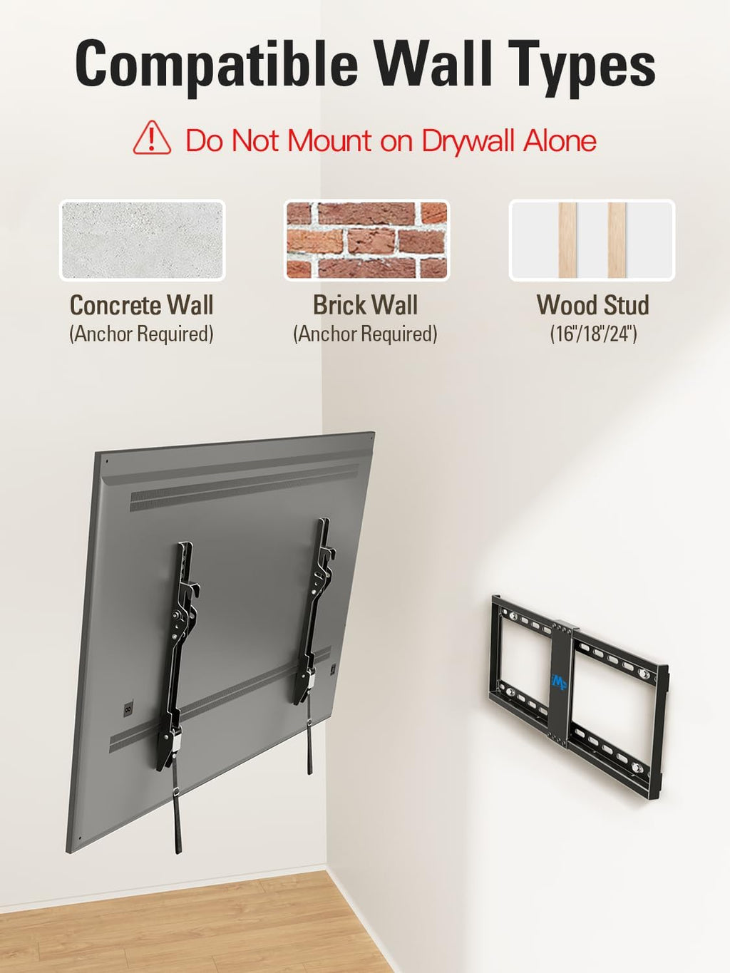 Mounting Dream Tilt TV Wall Bracket for 37-82" TV Max VESA 600x400mm 60kg