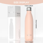 Stainless Steel Insulated Water Bottle, WATERSY Double Walled Metal Vacuum Flask Keep 24 Hrs Cold & 12 Hrs Hot Thermal Metal Sports Bottles 500ml BPA Free for Outdoor, Work, Gym, School (Black)