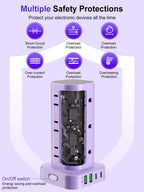6FT Power Strip Tower with Wireless Charger,Surge Protector with 12 Outlets