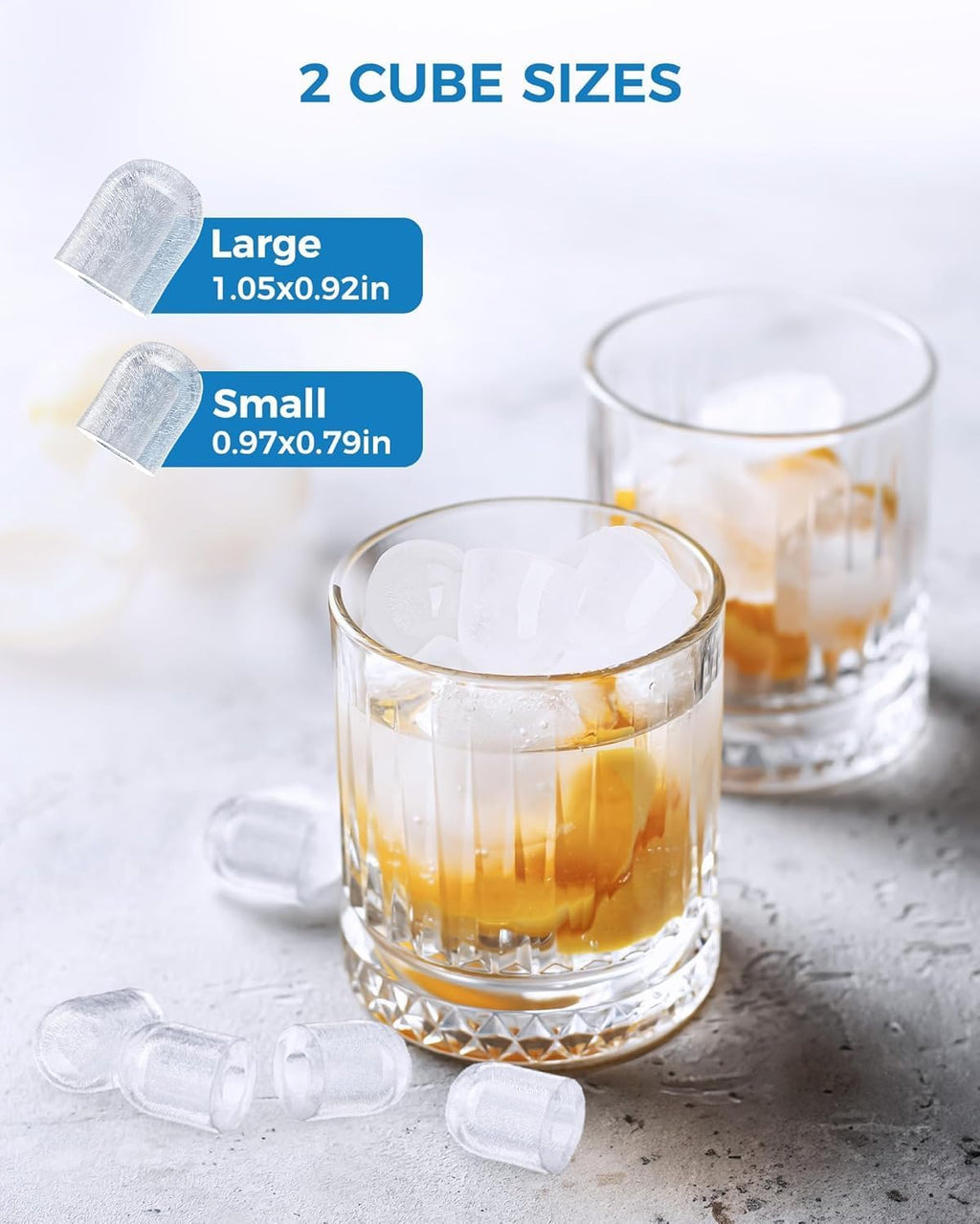Electactic Portable Ice Maker Countertop,8 Bullet Ice in 6 Mins,2 Ice Size