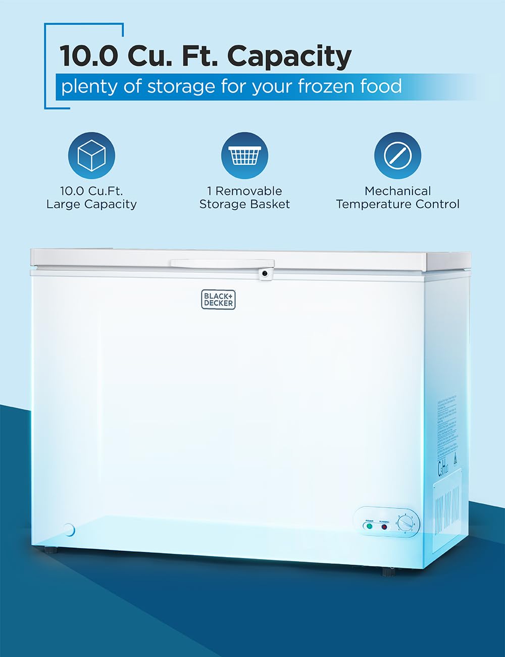 BLACK+DECKER 2.0 Cu. Ft. Compact Chest Freezer, BCFK206, White