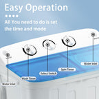 Erivess Portable Twin Tub 19lbs Washing Machine with Drying Rack and 10 Hangers, 12lbs Washer Mini Compact Laundry Machine with 7lbs Spinner, 1500rpm Semi-automatic Washer Combo for Dorm&Apartment
