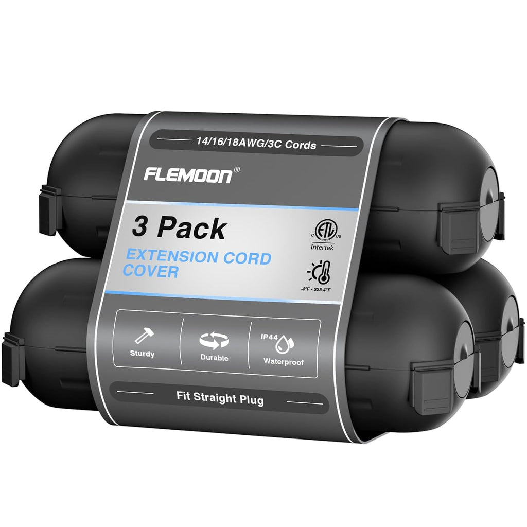 [3 Pack] Flemoon Outdoor Extension Cord Safety Cover with Waterproof Seal