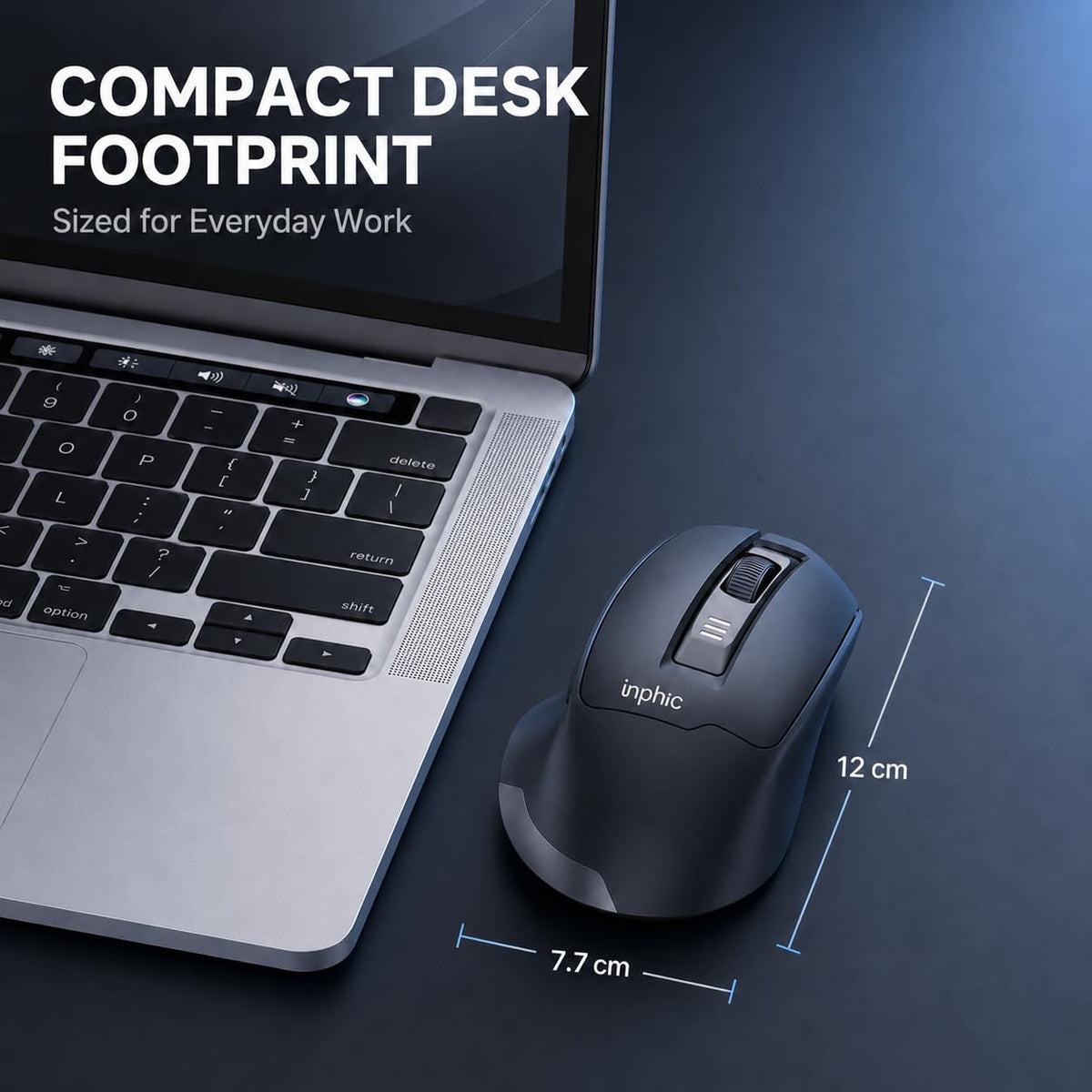 INPHIC Wireless Mouse Rechargeable, [Battery Level Visible], Silent Click USB 2.4G Cordless Mouse for Laptop PC Computer Tablets, 6 Buttons, 2400DPI 4 Adjustment Levels, Black