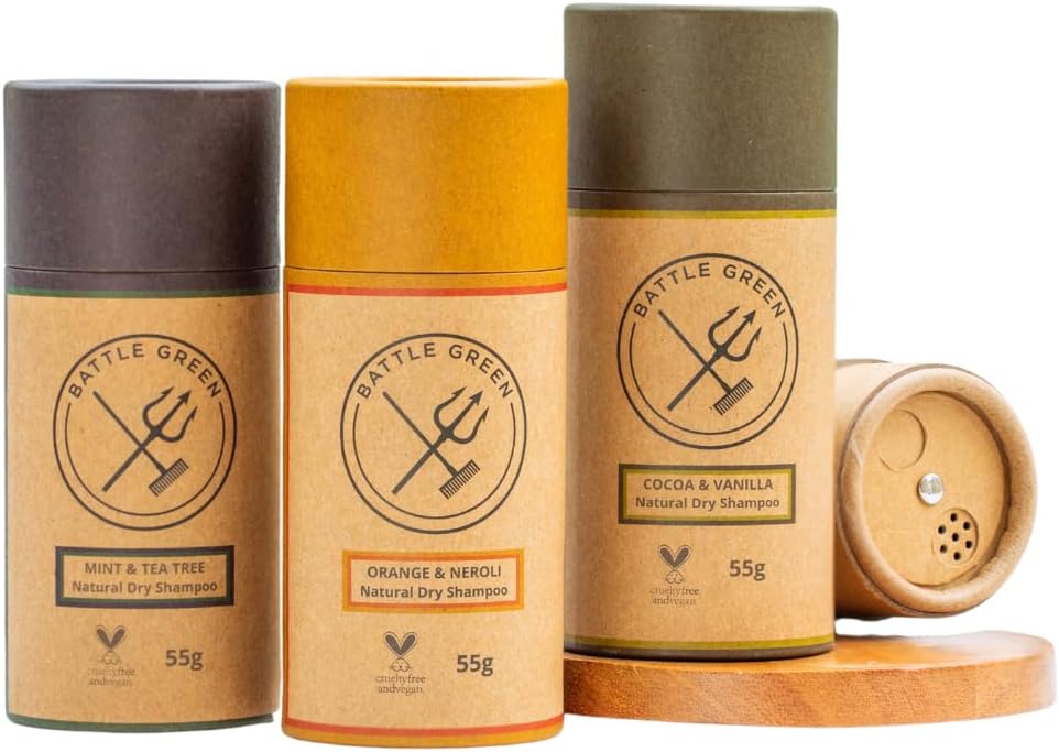 Battle Green Natural Dry Shampoo Powder 55g Tube (Mint and Tea Tree)