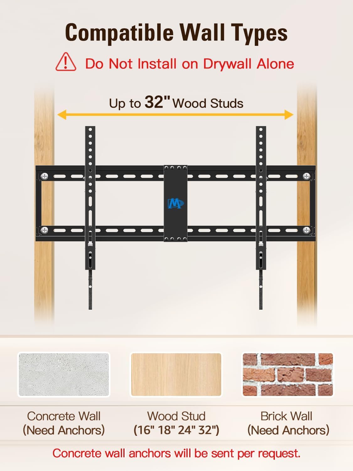Mounting Dream Tilting TV Wall Mount for Most 37-90 Inch TVs up to 132lbs