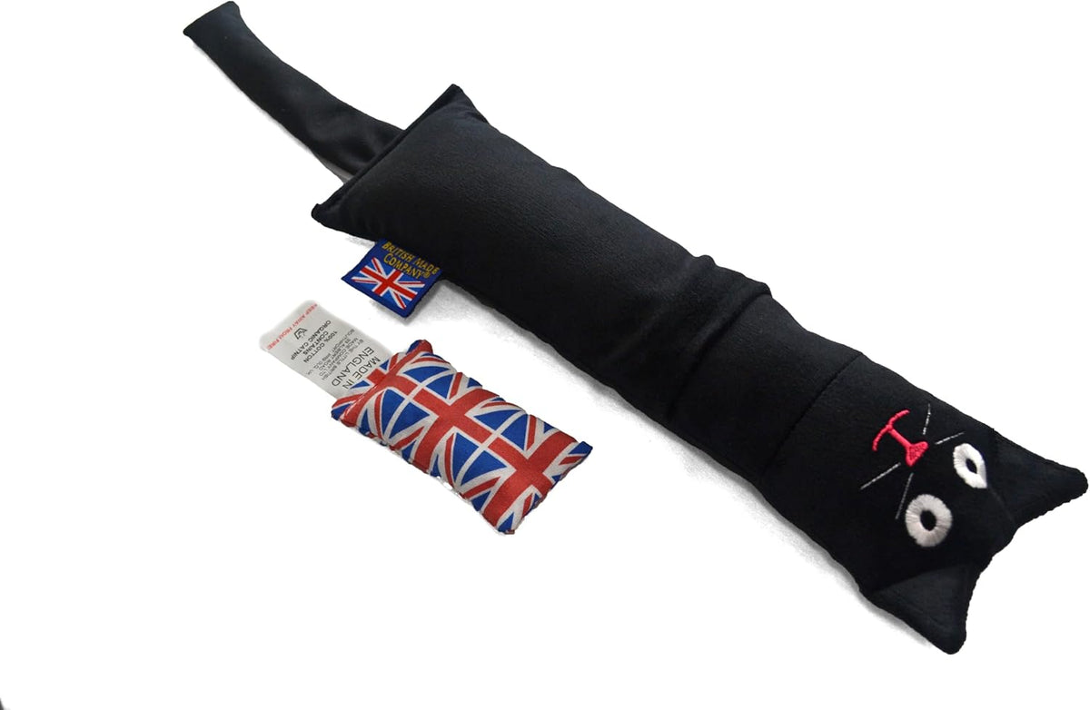 British-Made Refillable Catnip Kicker Toy – 50cm Plush Black Cat with Front Pocket & Bonus Catnip Refill Bag – Freshly Made in the UK, Durable & Eco-Friendly Fun (Black, Catnip, Refillable Cat Kicker)