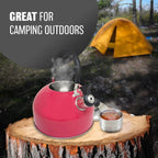 2.5L Stainless Steel Whistling Kettle - Suitable for Fishing, Camping, Hiking, Indoor & Outdoor | Camping Kettle for Gas Stove, Electric Stove, Camp Fire | Lightweight, Fast Boil, Phenolic Handle