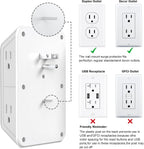 3 Pack Surge Protector Outlet Extender, 6 Outlet Splitter with 4 USB Ports (2 USB C), Multi Plug Wall Outlet 1050J Power Strip, USB Wall Charger for Home Office Kitchen Travel-ETL
