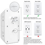 3 Pack Surge Protector Outlet Extender, 6 Outlet Splitter with 4 USB Ports (2 USB C), Multi Plug Wall Outlet 1050J Power Strip, USB Wall Charger for Home Office Kitchen Travel-ETL