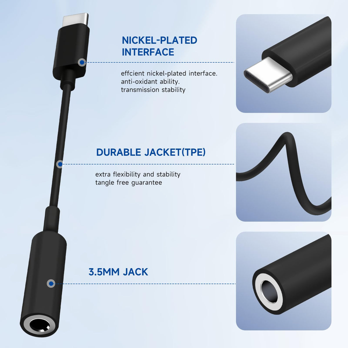 Htrenc USB C to 3.5mm Headphone Jack Adapter, 2 Pack