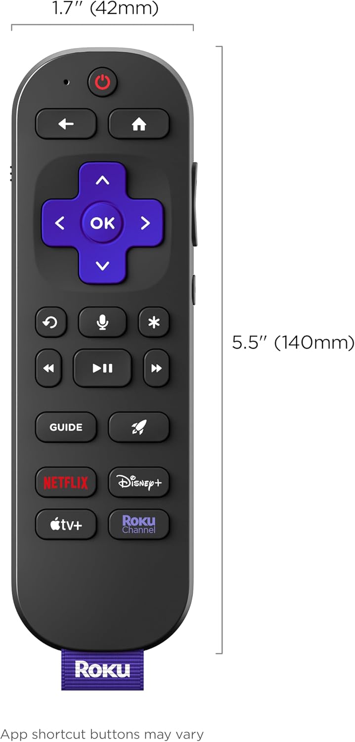 Roku Voice Remote Pro (2nd Ed.), TV Remote Control with Backlit Buttons