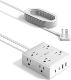SUPERDANNY Extension Cord,Flat Plug Surge Protector Power Strip,6Ft