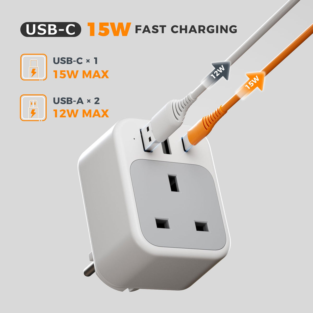 TESSAN UK to US Plug Adaptor 2 Pack, Type B USA Travel Adapter with USB C