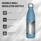 Stainless Steel Insulated Water Bottle, WATERSY Double Walled Metal Vacuum Flask Keep 24 Hrs Cold & 12 Hrs Hot Thermal Metal Sports Bottles 500ml BPA Free for Outdoor, Work, Gym, School (Black)