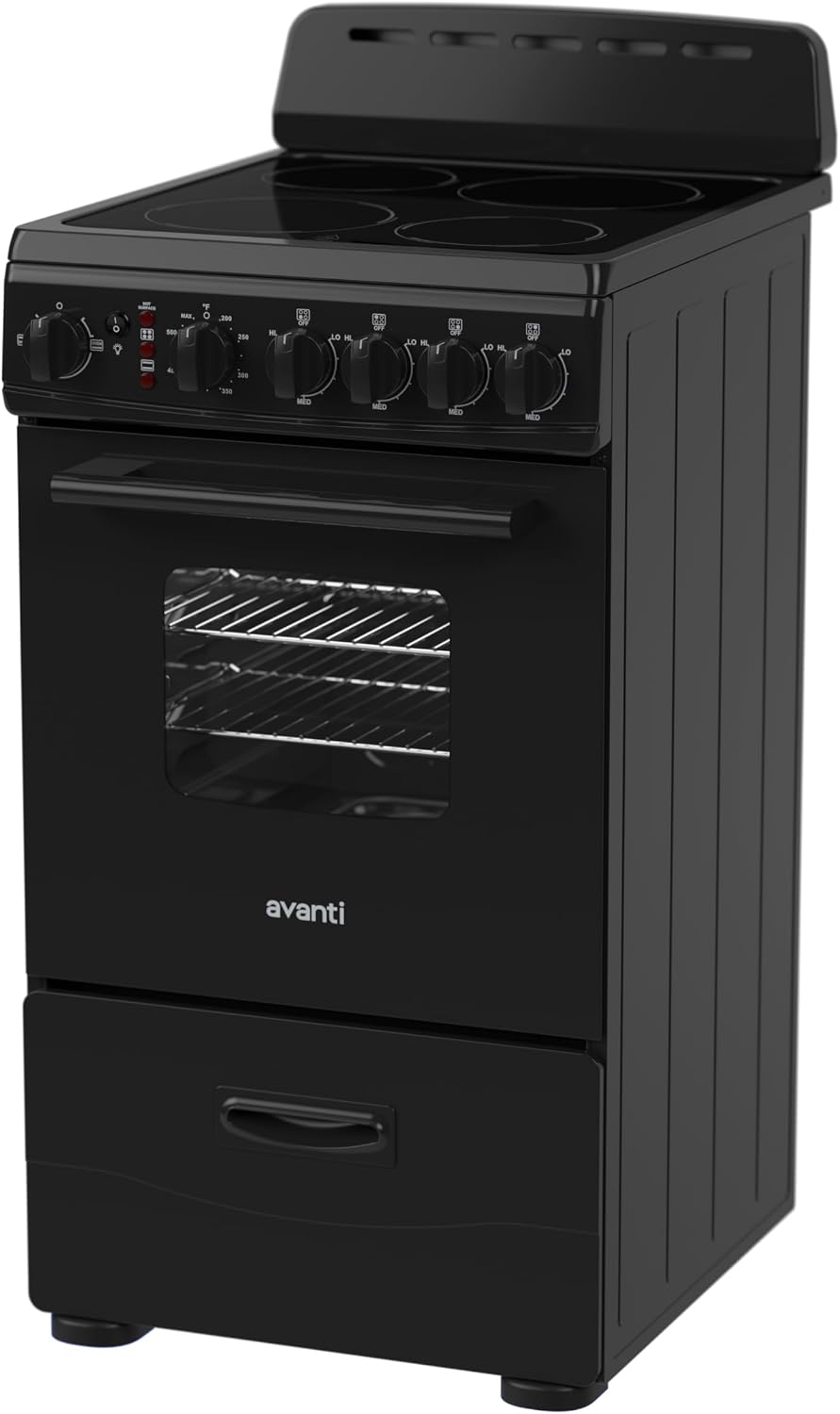 Avanti 20-Inch Freestanding Electric Range with Ceramic Glass Cooktop, in Black (CERU200P1B)