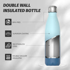 Stainless Steel Insulated Water Bottle, WATERSY Double Walled Metal Vacuum Flask Keep 24 Hrs Cold & 12 Hrs Hot Thermal Metal Sports Bottles 500ml BPA Free for Outdoor, Work, Gym, School (Black)