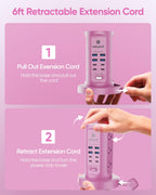 Power Strip Tower, kakyanill PD 65W Charging Station 9 AC Outlets 8 USB