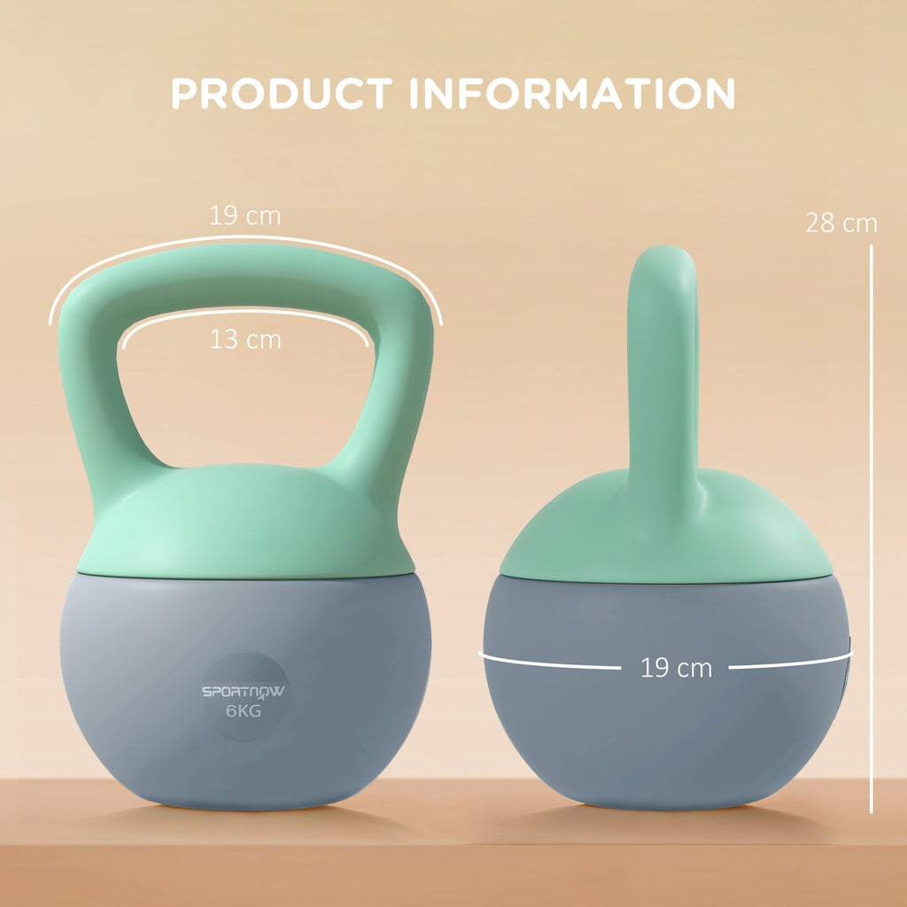 SPORTNOW 4/6/8/10/12kg Soft Kettlebell with Non Slip Handle Grey