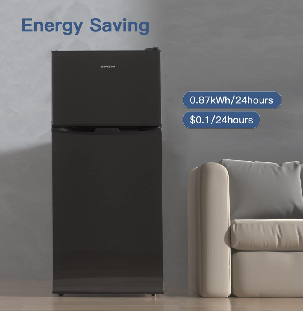 BANGSON 7.7 Cu.Ft Refrigerator with Top Freezer Apartment Size Black