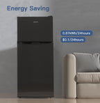 BANGSON 7.7 Cu.Ft Refrigerator with Top Freezer Apartment Size Black