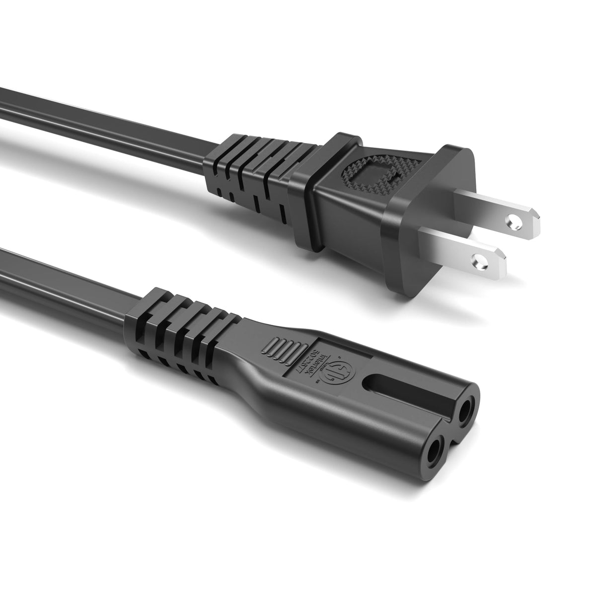 Superer 8 ft TV Power Cord Cable Fit for Samsung LG TCL Sony Apple Insignia Sharp Toshiba JVC Hisense Roku 4k 8k Smart LED LCD HD, Universal IEC C7 Figure 8 2 Prong Replacement AC Cables, ETL Listed