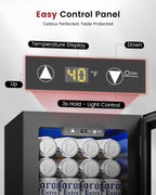 Feelfunn 2.6CuFt Beverage Refrigerator, 95 Can Mini Fridge with Glass Door