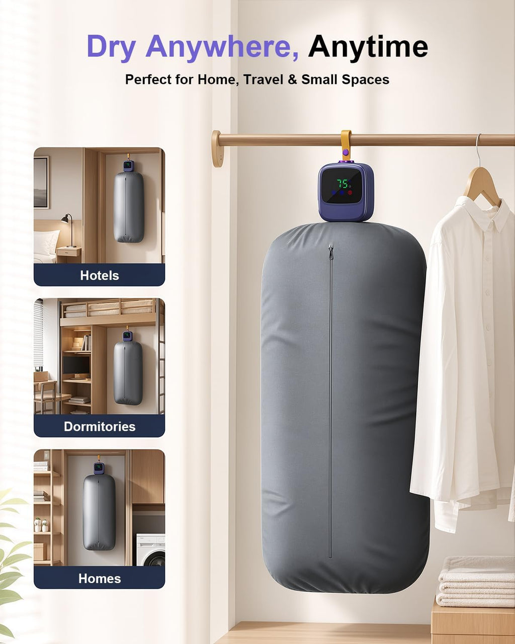 Portable Clothes Dryer, Compact Dryer for Apartments, Dorms, RVs & Travel