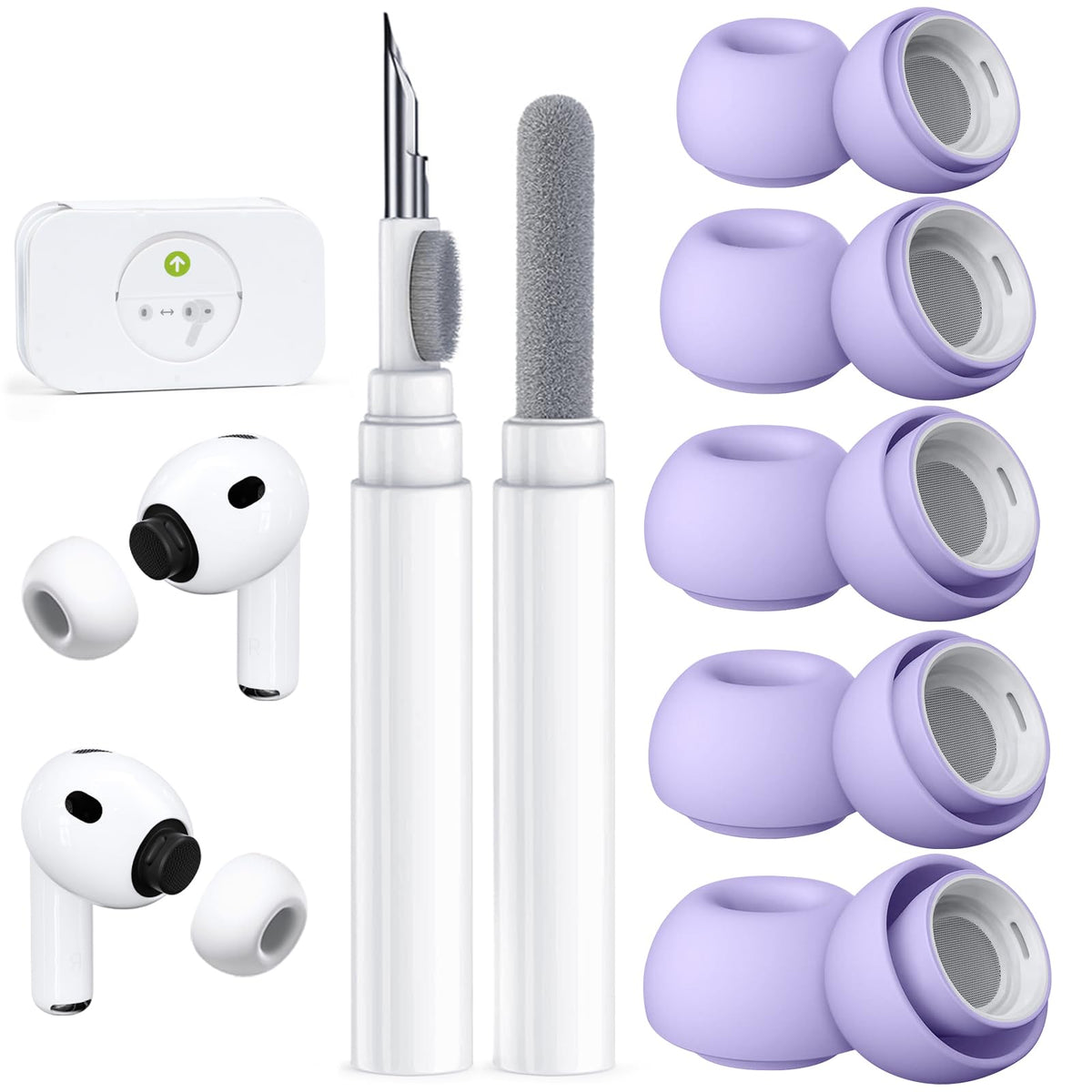 5 Pairs Replacement Ear Tips for AirPods Pro 3 (White)