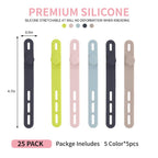 Oligei 25 Pcs Silicone Cable Ties, Cable Ties Reusable, High Elasticity Cord Wraps for Electrical Cords, Cord Organizer for Earphone, Phone Charger(Blue)