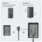 CABOCASA 3FT Flat Plug Extension Cord Power Strip 3 Outlets White Upward