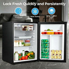 COWSAR 2.6 Cu.Ft Mini Fridge with Freezer, Freestanding Compact Refrigerator with Reversible Door & 7-Speed Thermostat, Small Fridge for Office, Apartment, Gameroom (BLACK)