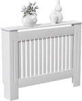 Vida Designs Chelsea Radiator Cover White - Medium - Modern Vertical Slat Design For Optimal Heat Circulation - H82xW111xD19cm - Painted MDF Cabinet Ideal For Living Room & Hallway
