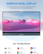 ARZOPA Portable Monitor 15.6" 1920×1080 FHD IPS Portable Monitor for Laptop with Kickstand, Ultra-Slim Second Screen for Laptop/PC/Mac/PS3/4/5/Xbox - USB C & HDMI Connectivity - A1
