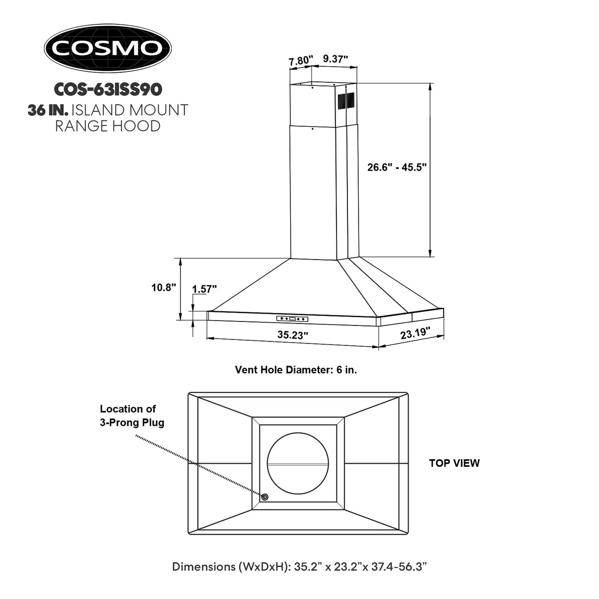 30 in. Lumin Coll 380 CFM Ducted Island Range Hood, LED, Stainless Steel