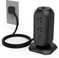 TESSAN Tower Power Strip Flat Plug with 1050J Surge Protection, 6 Ft, Black