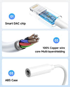 Apple MFi Certified 1 Pack Lightning to 3.5 mm Headphone Jack Adapter for iPhone, iPhone Aux Adapter Converter Dongle Audio Cable Compatible with iPhone 14 13 12 11 X XS 8 7 Black