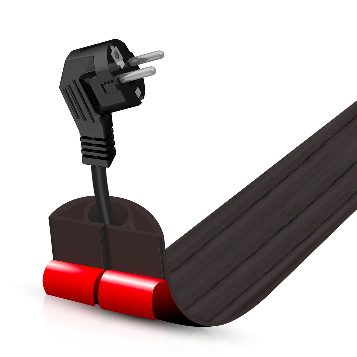Floor Cord Cover Self Adhesive Cord Hider,3.3FT Cable Management, Extension Strip Protector for Wires, Prevent Cable Trips for Offices, Gyms, Exhibitions Cavity:0.3"(W) x 0.28"(H) Brown Wood