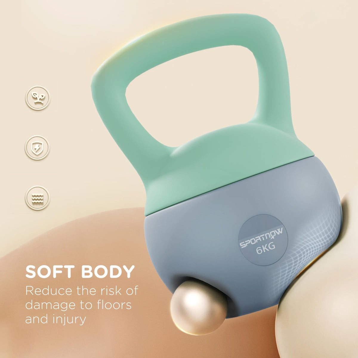 SPORTNOW 4/6/8/10/12kg Soft Kettlebell with Non Slip Handle Grey