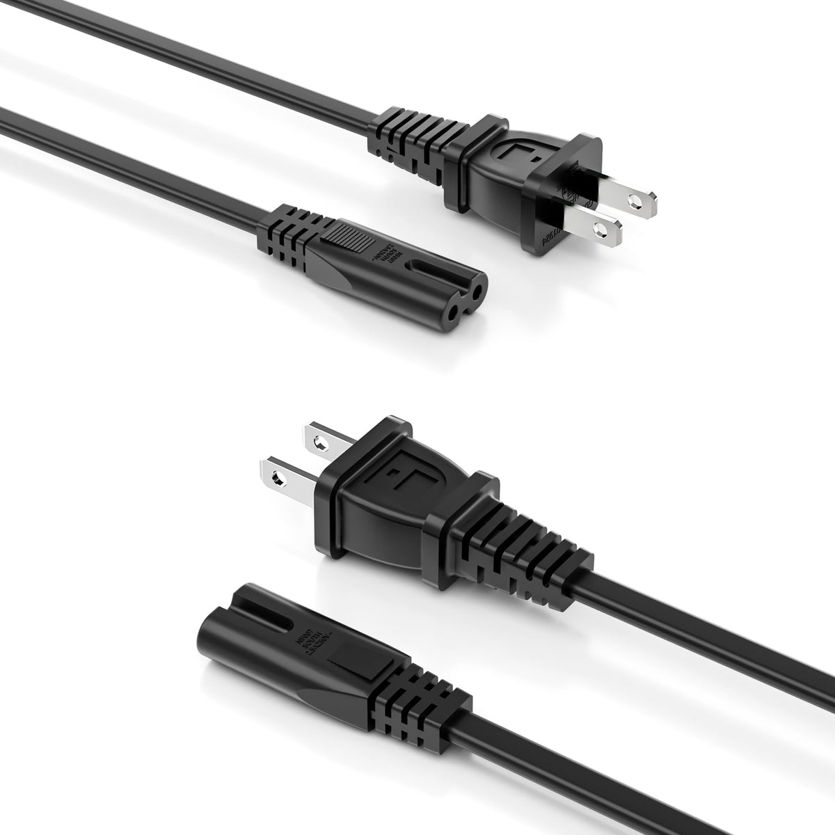 Superer 8 ft TV Power Cord Cable Fit for Samsung LG TCL Sony Apple Insignia Sharp Toshiba JVC Hisense Roku 4k 8k Smart LED LCD HD, Universal IEC C7 Figure 8 2 Prong Replacement AC Cables, ETL Listed